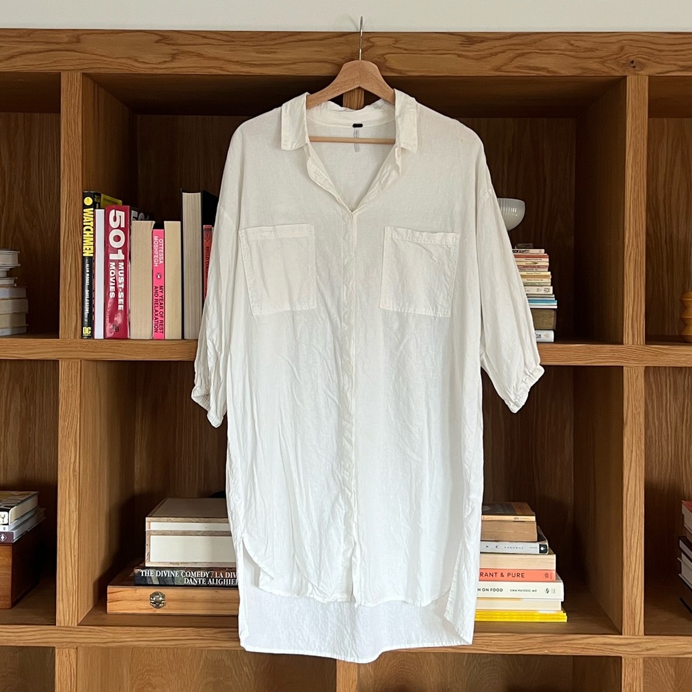 White Button-Up Shirt Dress